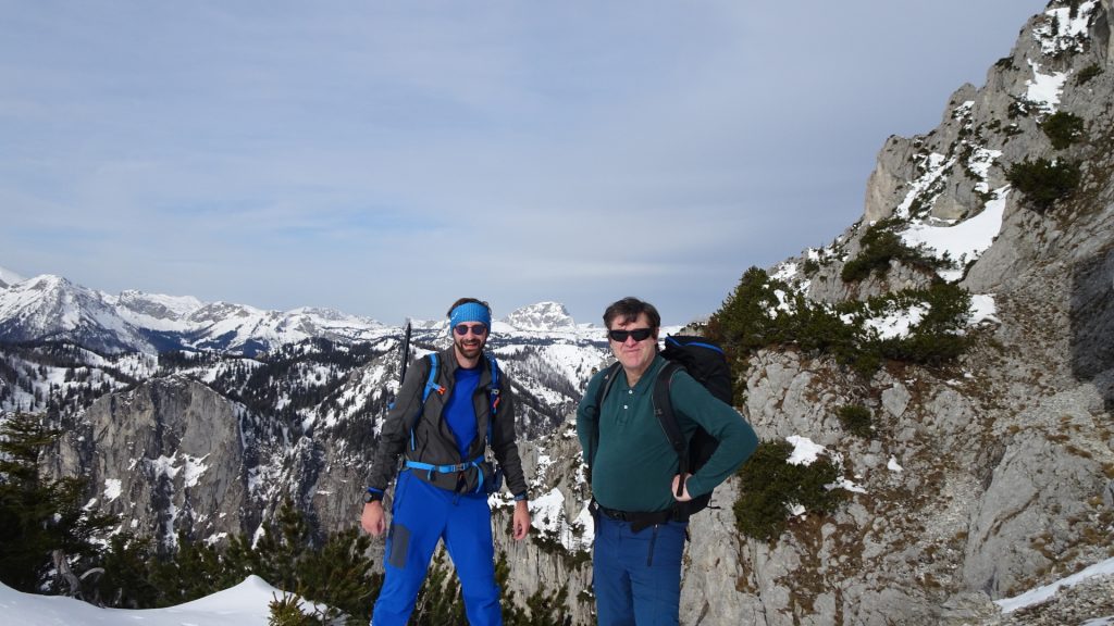 Stefan and Robert on the saddle (view towards "Brandstein")