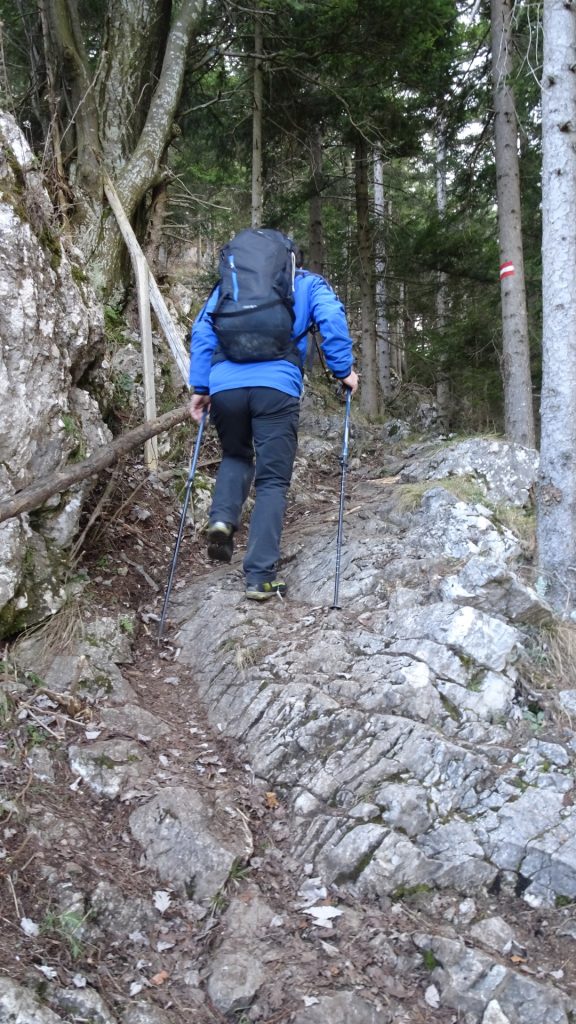 Robert climbs up towards "Gelände"