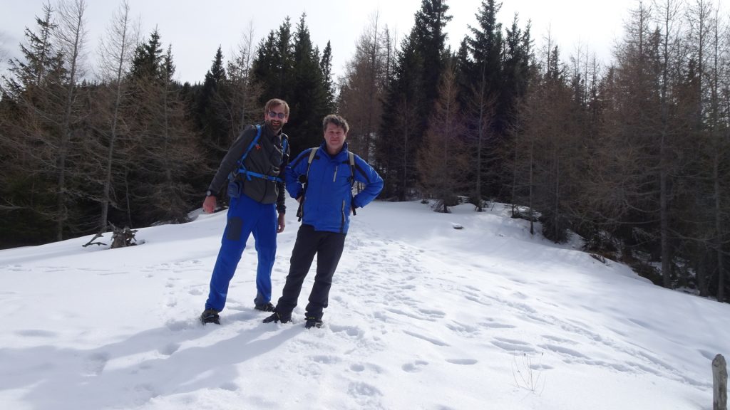 Stefan and Robert walking in snow