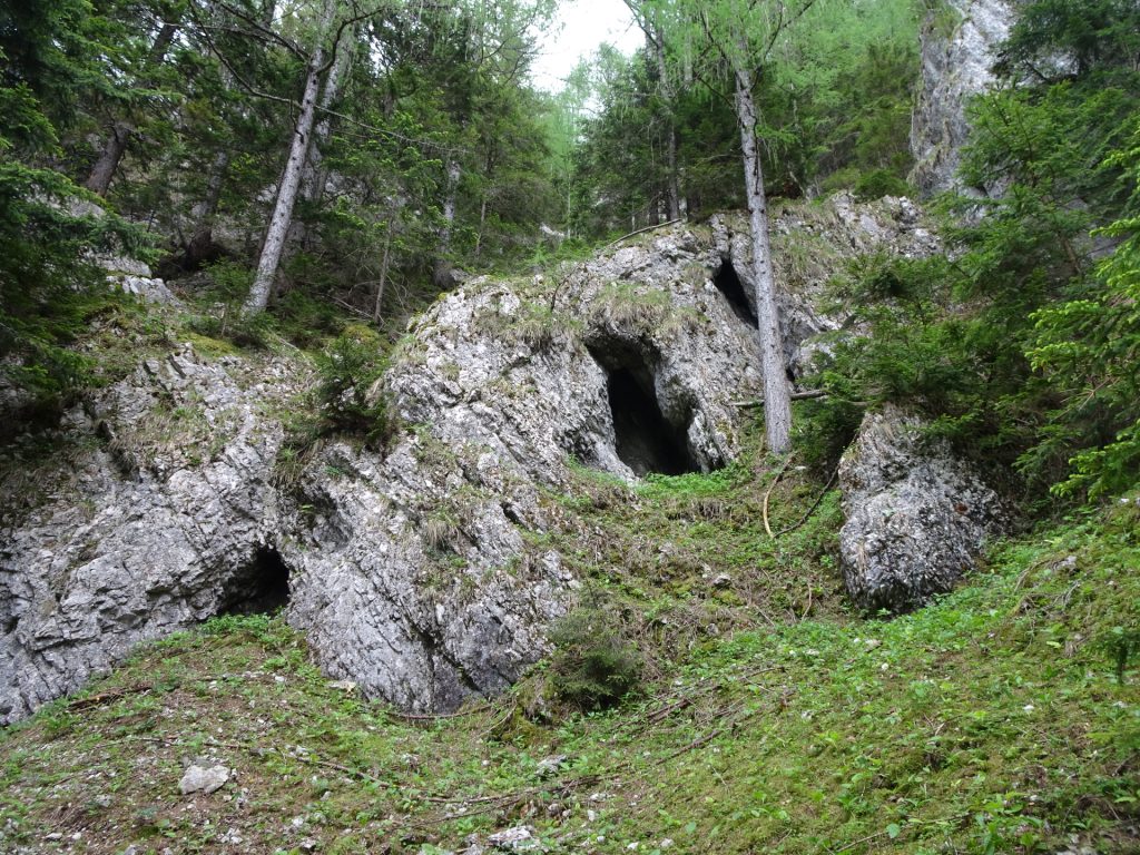 Caves seen at the exit of "Preintalersteig"