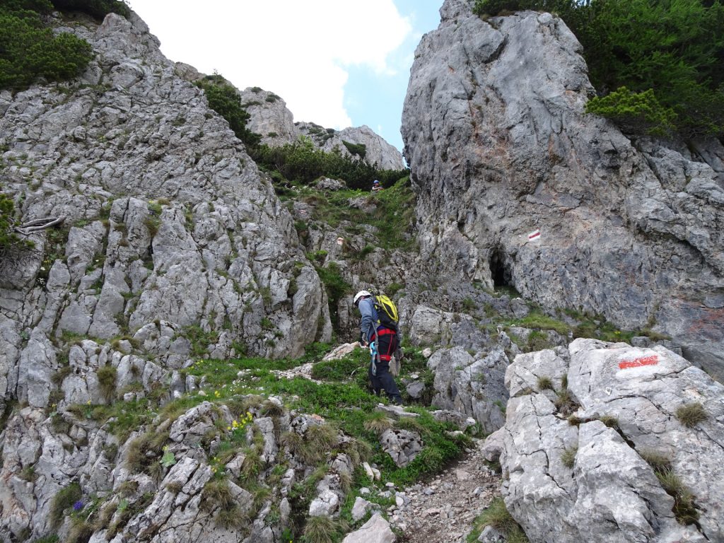 Easy climbing passage (I-) at "Karl Kantner Steig"