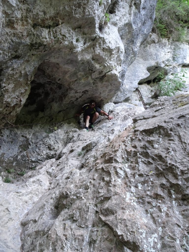 Stefan coming out of the cave