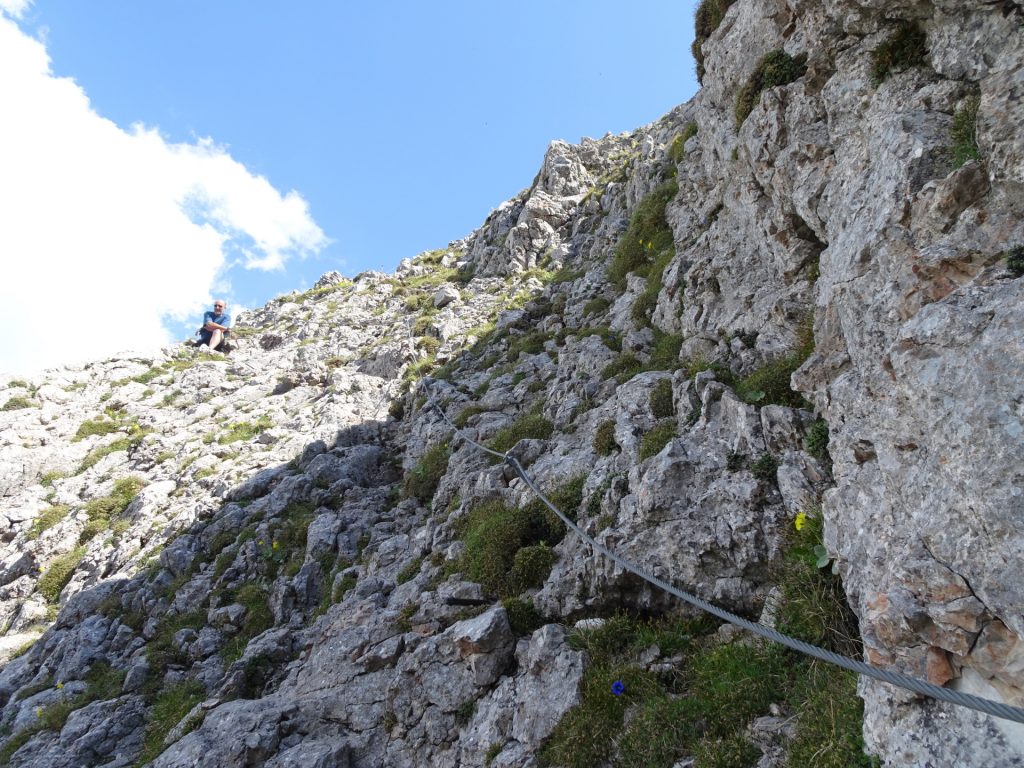 Climbing up the "Zahmes Gamseck" via ferrata