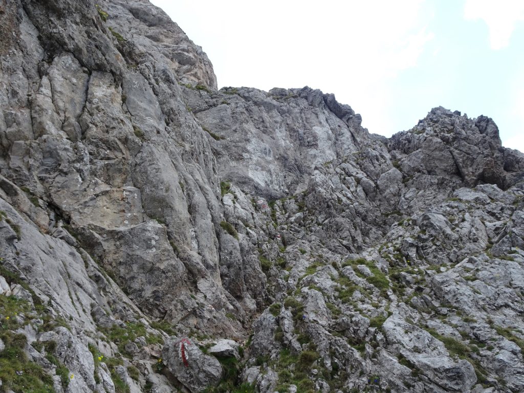 Towards the crux (UIAA II-) of "Fuchsloch-Steig"