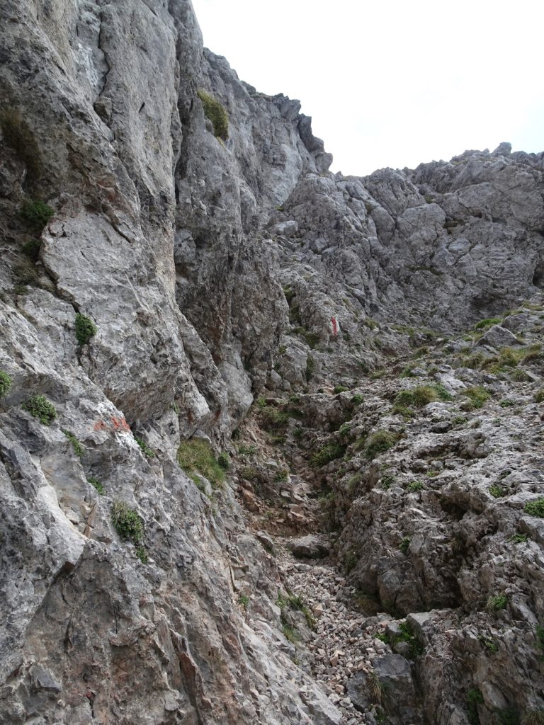 At the crux of "Fuchsloch-Steig" (UIAA II-)