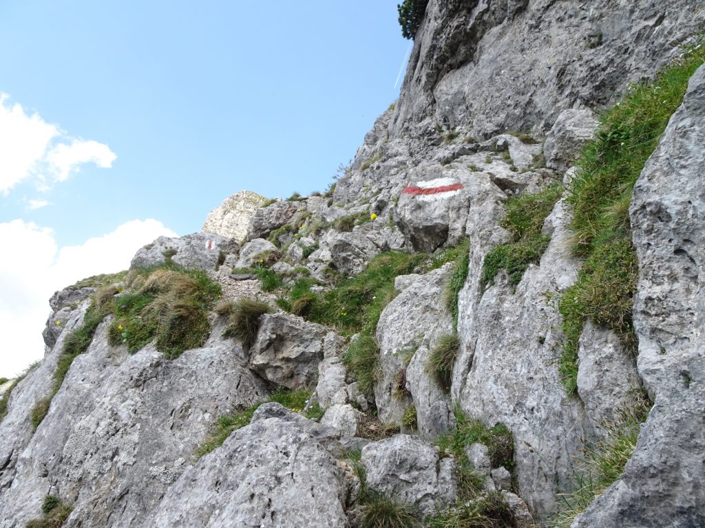 Follow the markings at the end of the crux at "Fuchsloch-Steig"