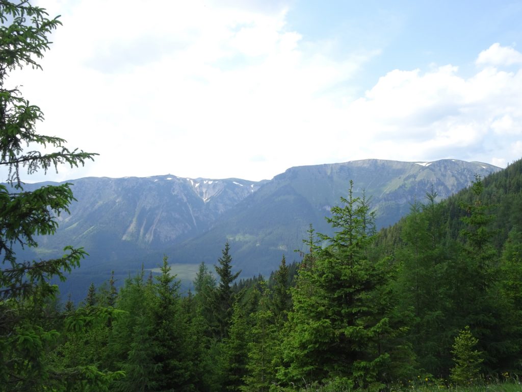 "Schneealpe" seen from the trail back to the parking