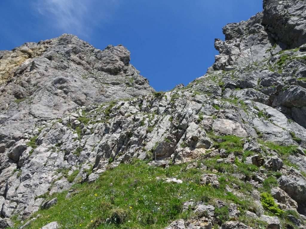 Climb up the "Predigtstuhlsteig" (approaching the crux)