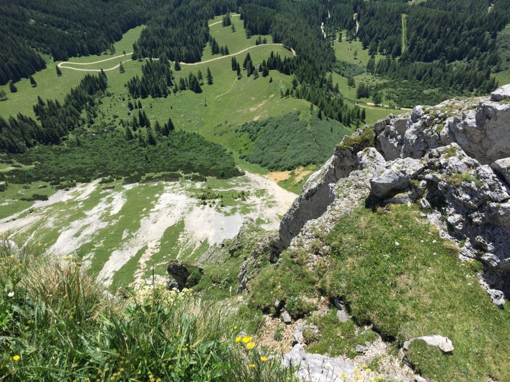 View down from the climbing route
