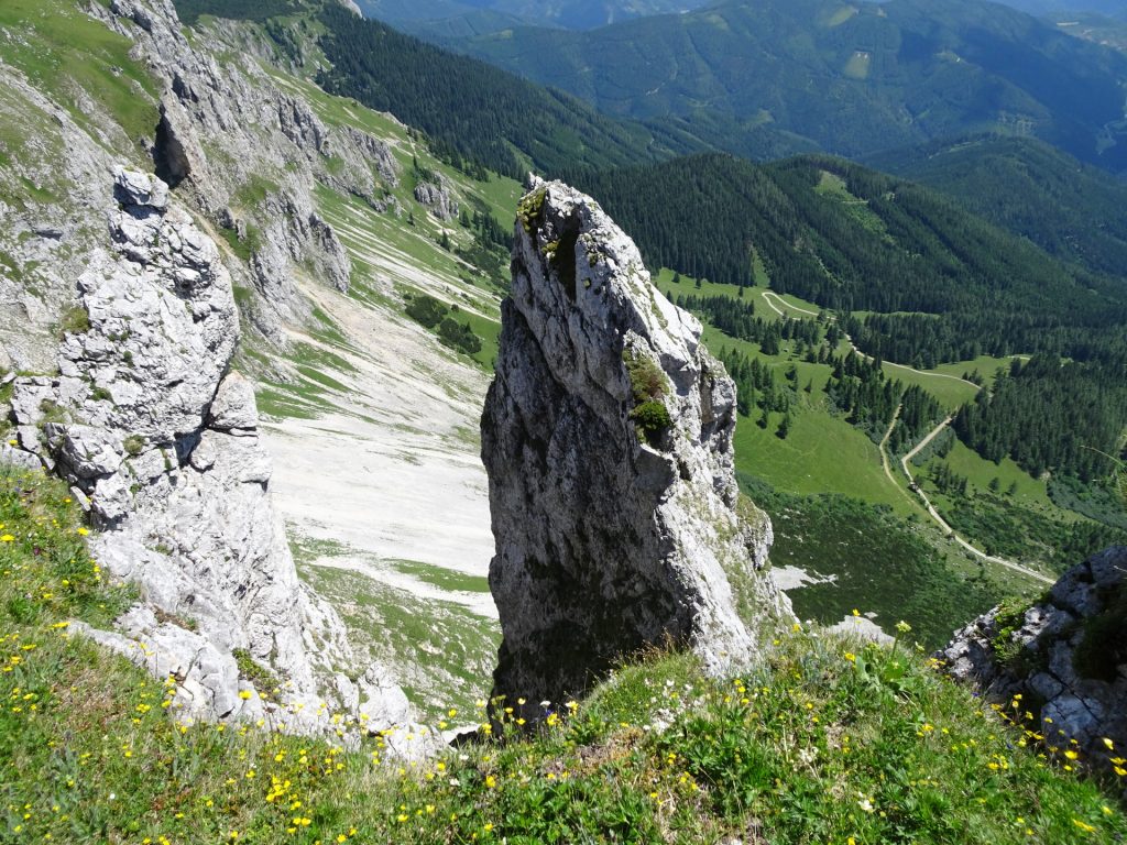 Impressive rock formations seen from the ridge