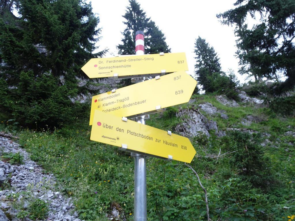 Follow trail \"837\" towards "Klammboden" (turn left)