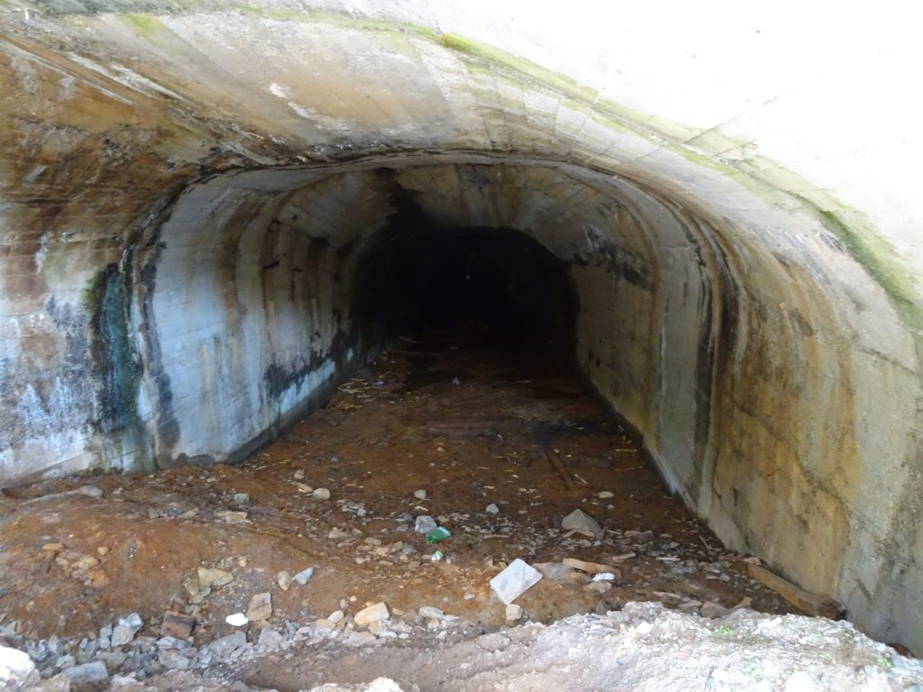 Looking into the tunnel of the abandoned mine