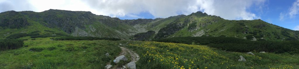 Panorama view from the trail through "Iezer" valley