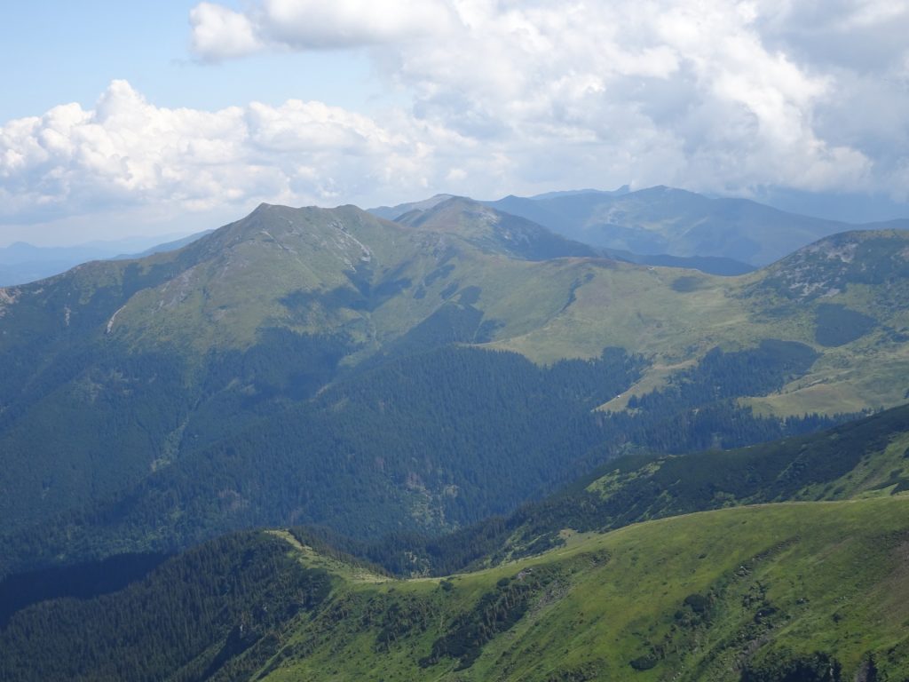 Amazing distance view on the Eastern Carpathians from "Vârful Buhăesc Mic"