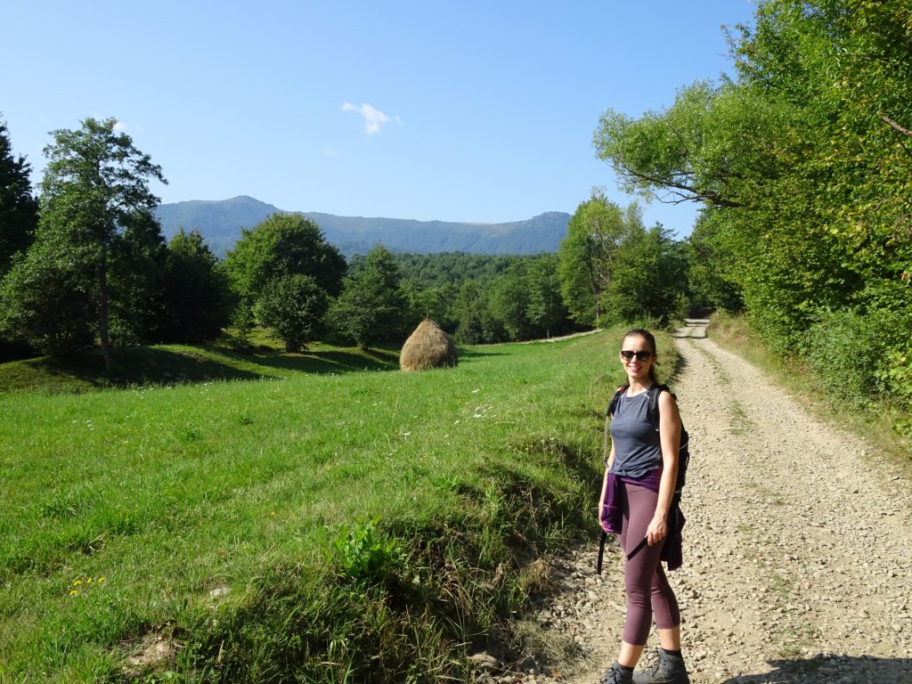 Debora enjoys the hike towards "Creasta Cocoșului"