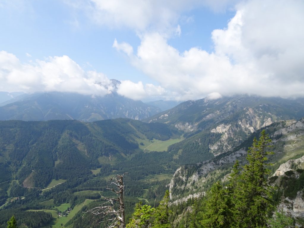 View from the saddle towards "Reichenstein" (covered in clouds)