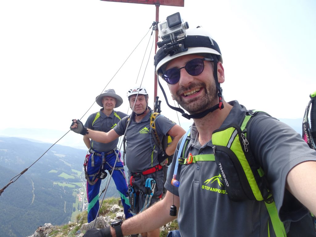 Herbert, Robert and Stefan at the "Fahnenköpfl" (and now with the via ferrata set)