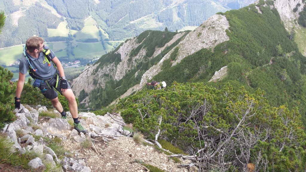 Stefan looks back after mastering the last part of the Ferrata