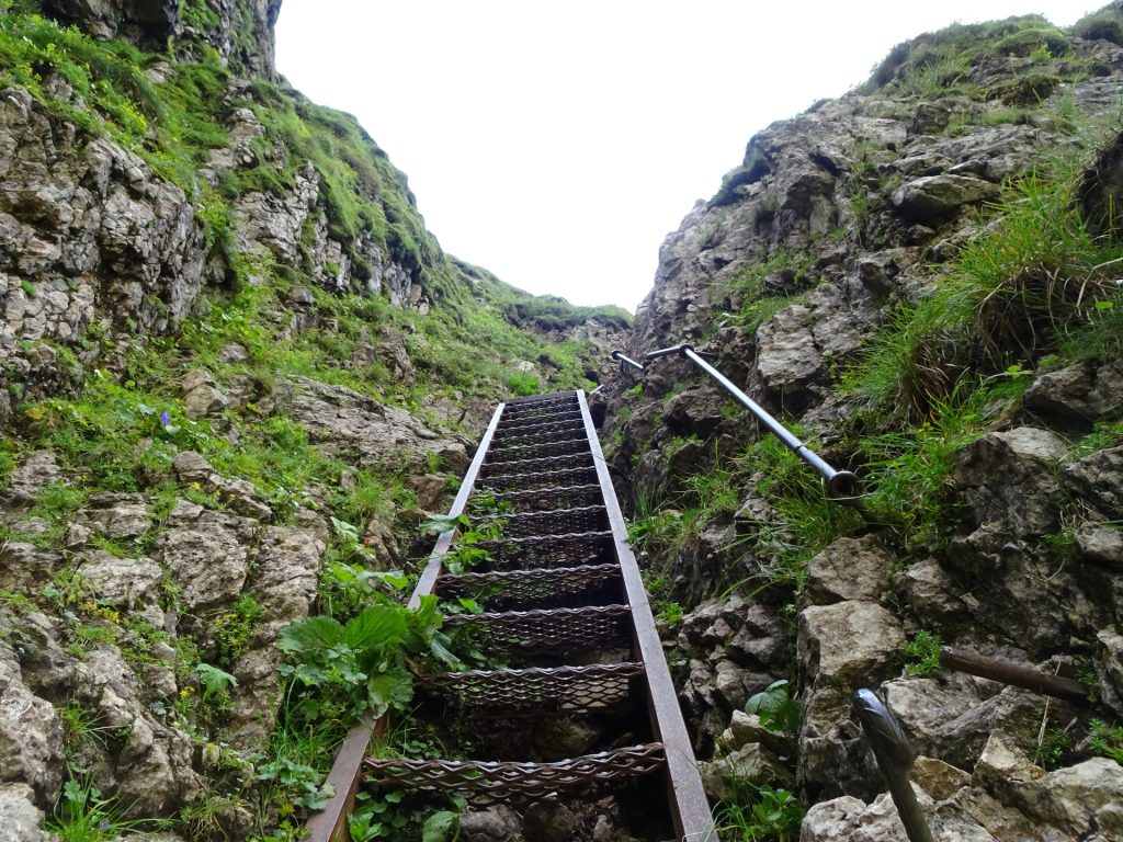 Climbing up the iron ladder towards "Eisenerzer Reichenstein"
