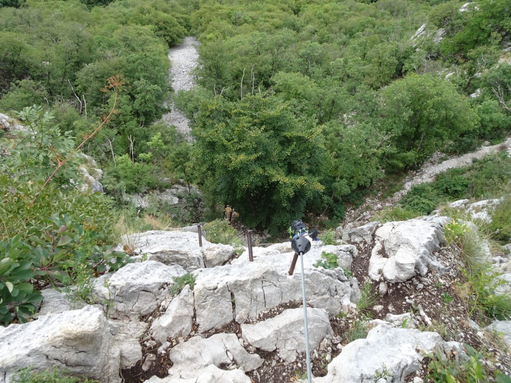 Looking down after mastering the crux