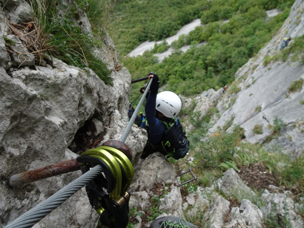 Stefan and Maria are climbing up "Furlanova Pot"