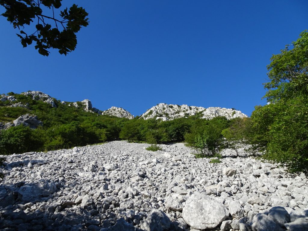 Crossing a scree field