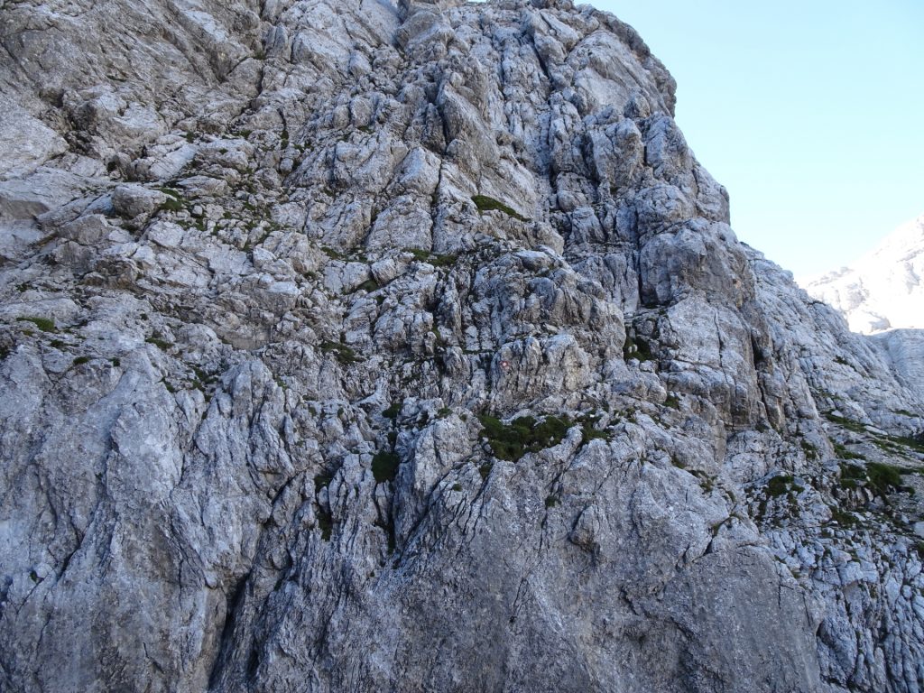 Climbing at "Tominškova Pot" (beware the marking in the middle of the picture!)