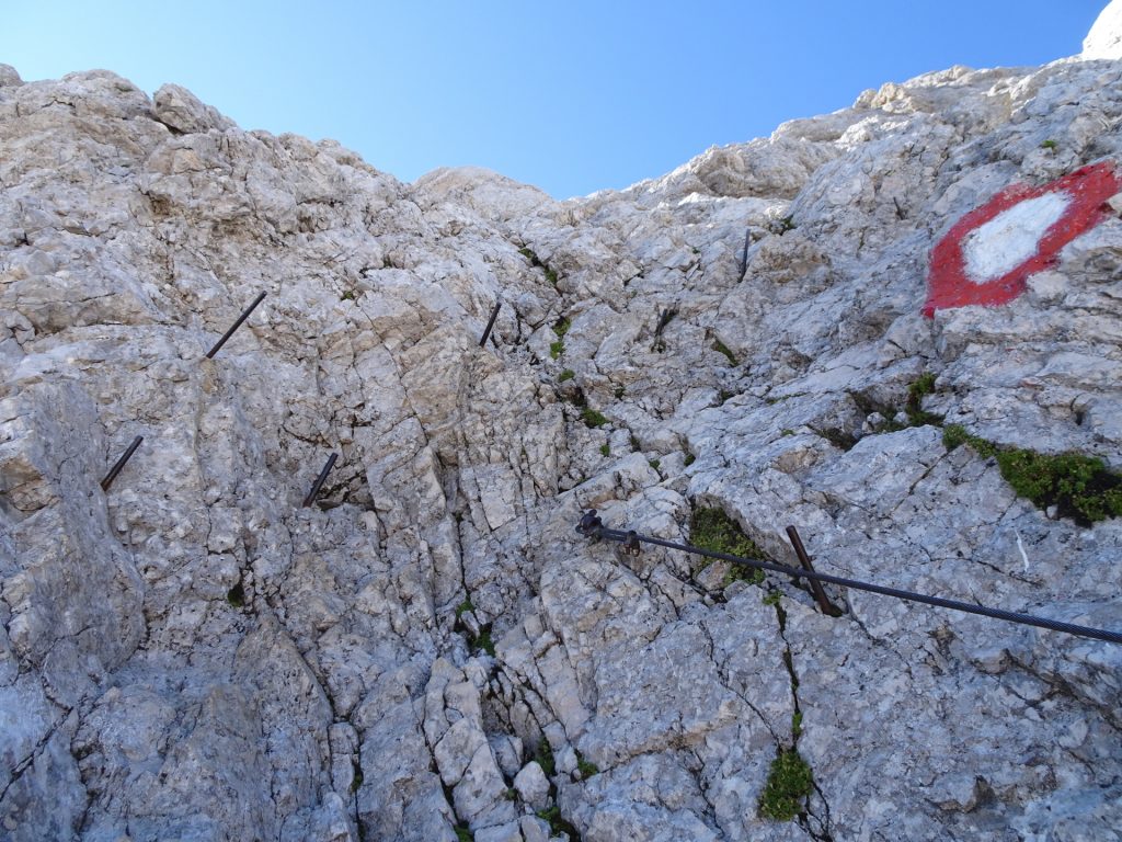 The "Zavarovana Plezalna Pot" towards the summit of "Triglav"