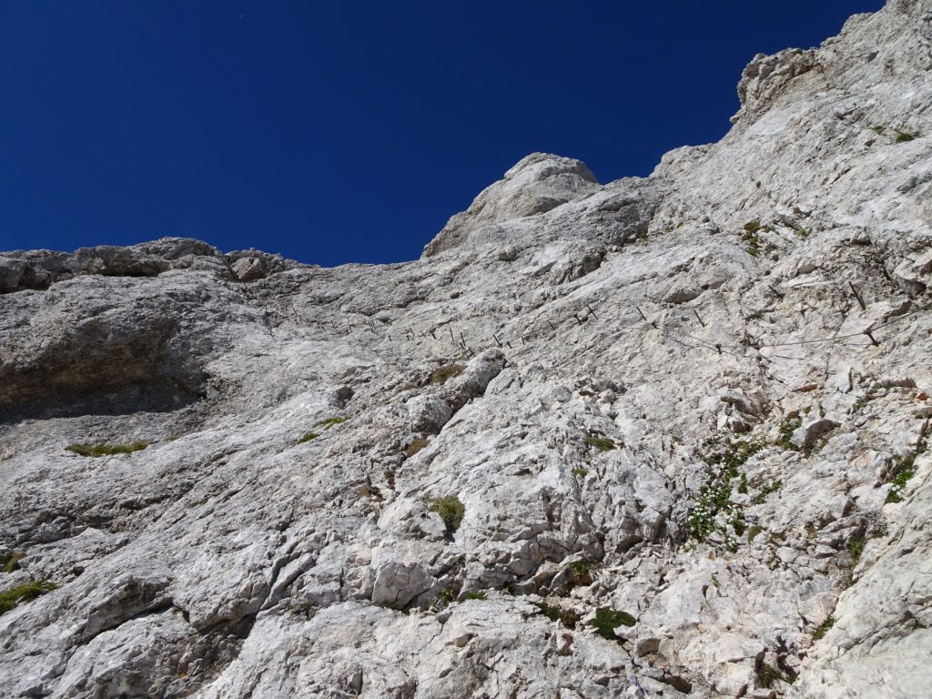 The "Zavarovana Plezalna Pot" towards the summit of "Triglav"