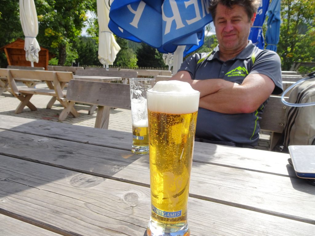 Robert and Stefan enjoying well deserved refreshments at "Schlagobersbauer"