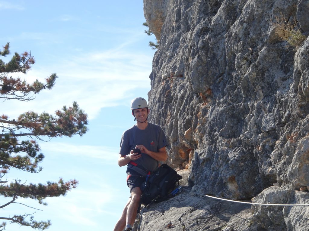 Bernhard enjoys the climb at "Steirerspur" Via Ferrata (C)