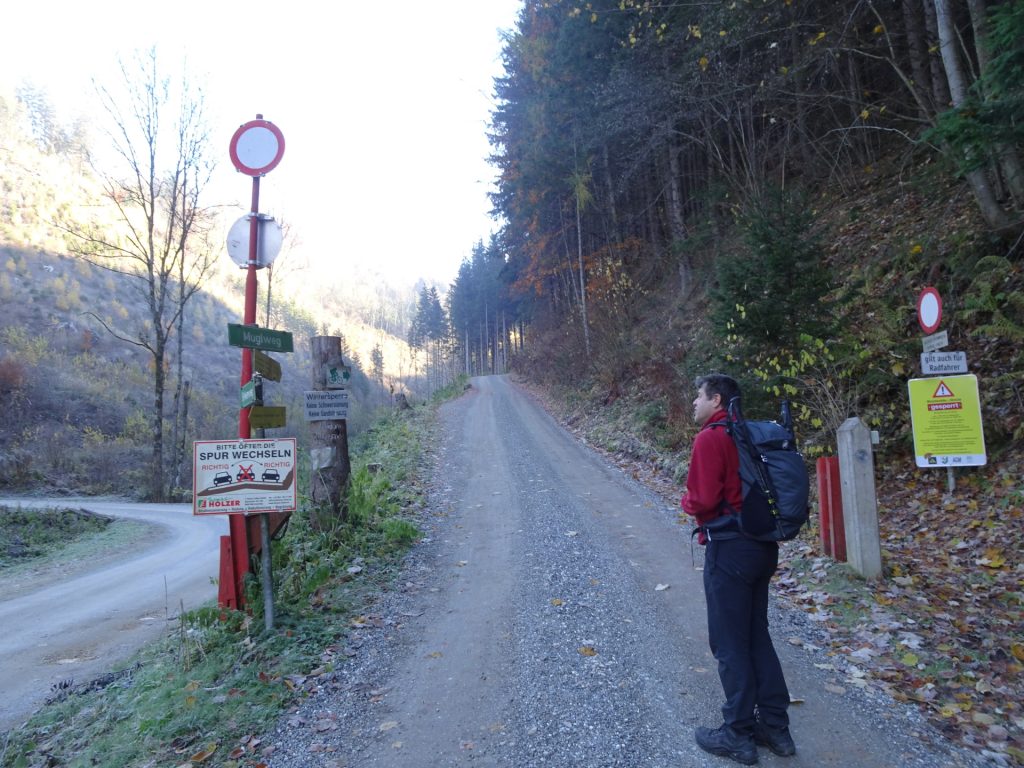 Robert at the start of the winter parking of "Mugelweg"
