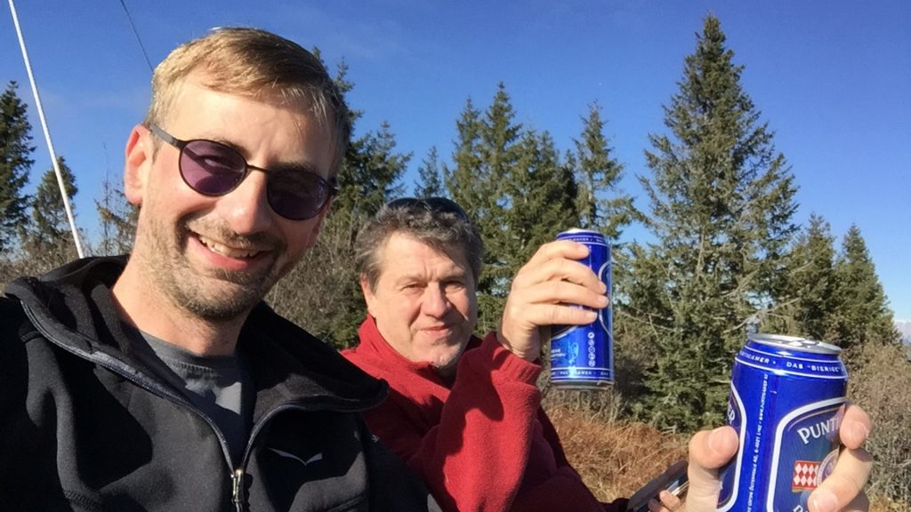 Stefan and Robert enjoying themselves at the summit "Rosseck"