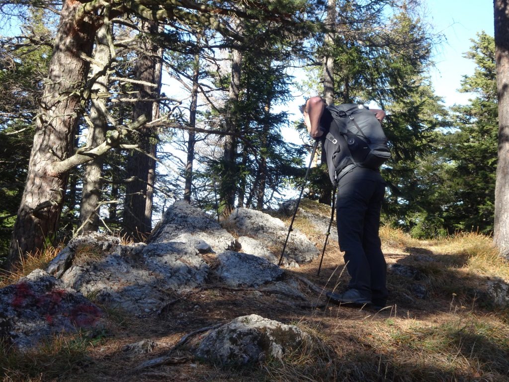 Robert looks out for the impressive summit cross of "Mitterotter"