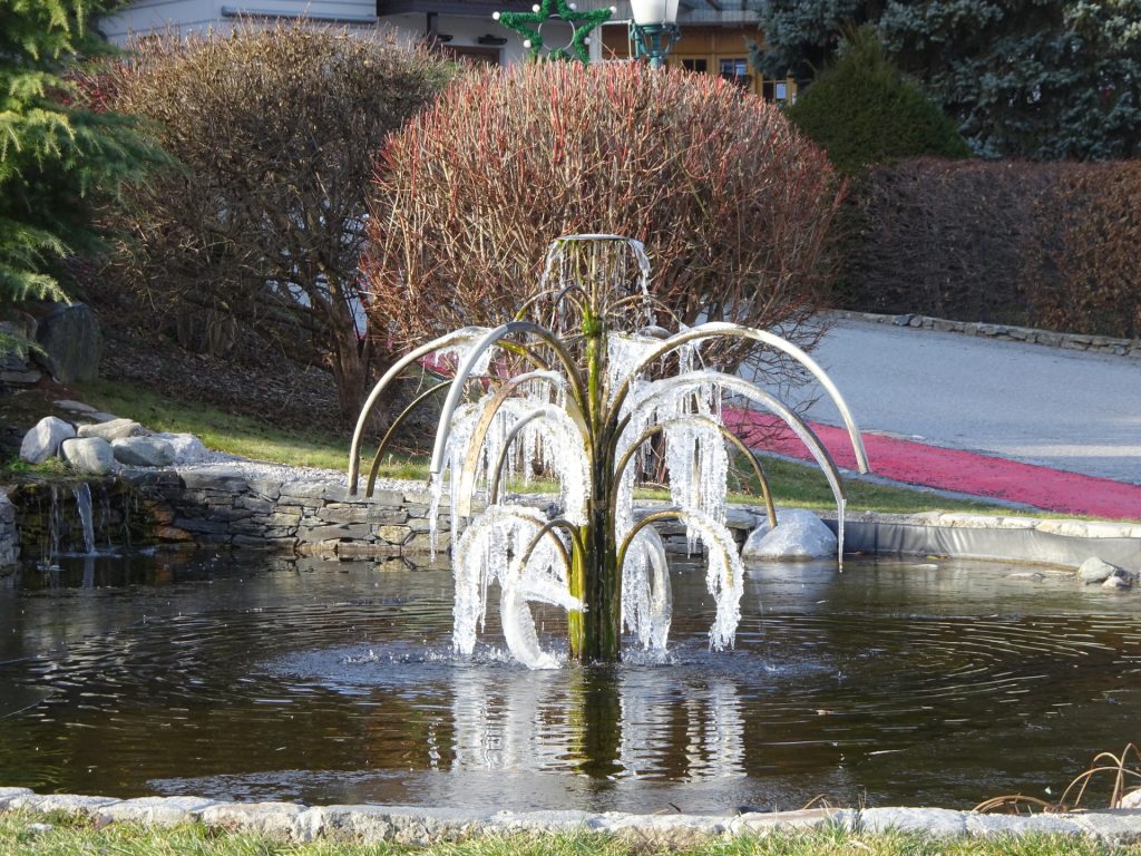 Frozen fountain at the park