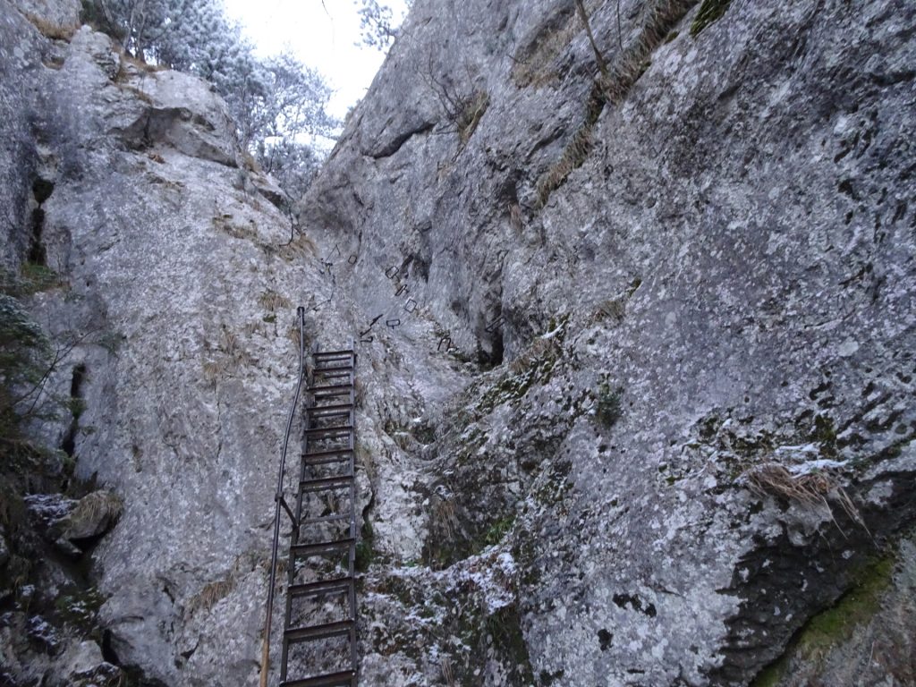 Climbing up "Kleine Klause" via ferrata