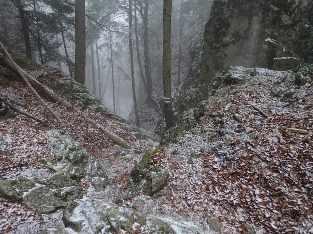 Descending via the "Große Klause" via ferrata