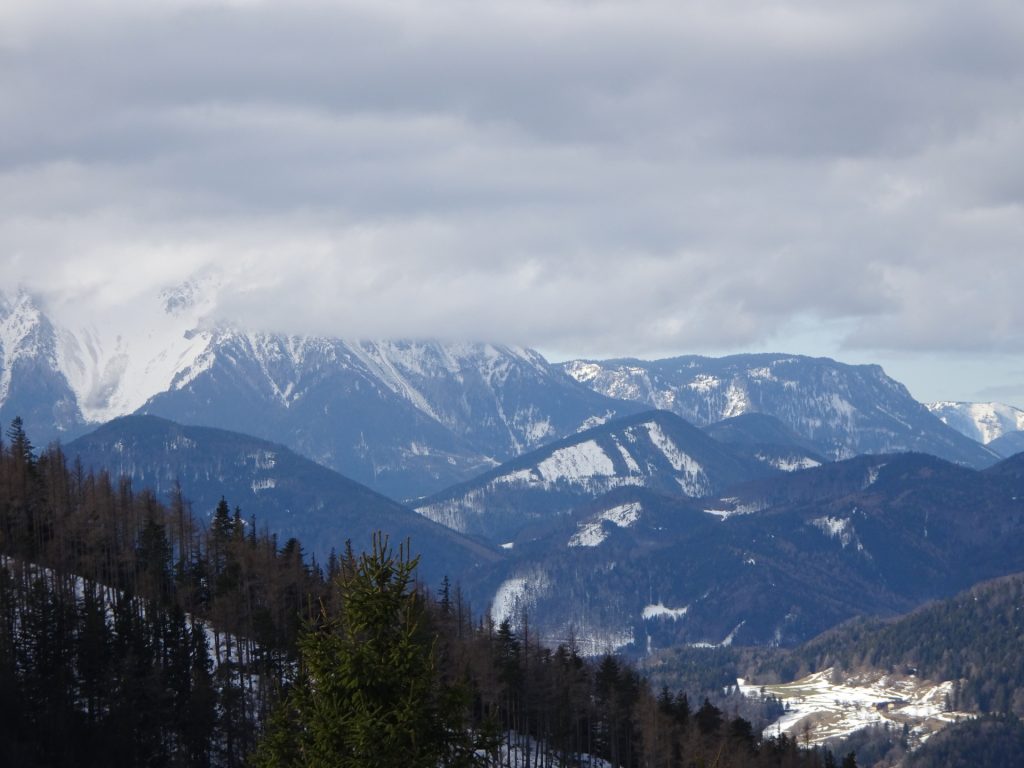 The <i>Schneeberg</i> covered in clouds