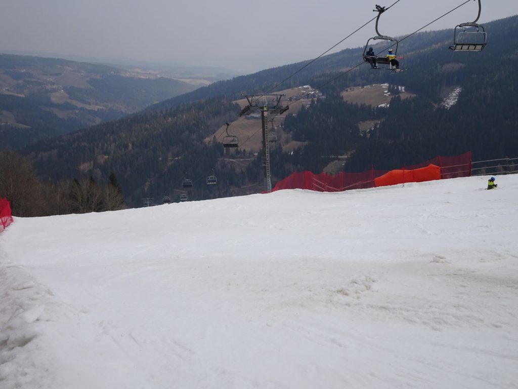 Crossing the ski slope after <i>Gasthof Fernblick</i>