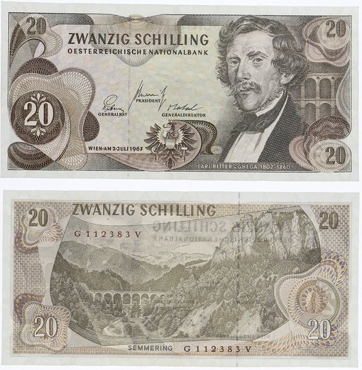 20 Schilling bill used from 1968-1989