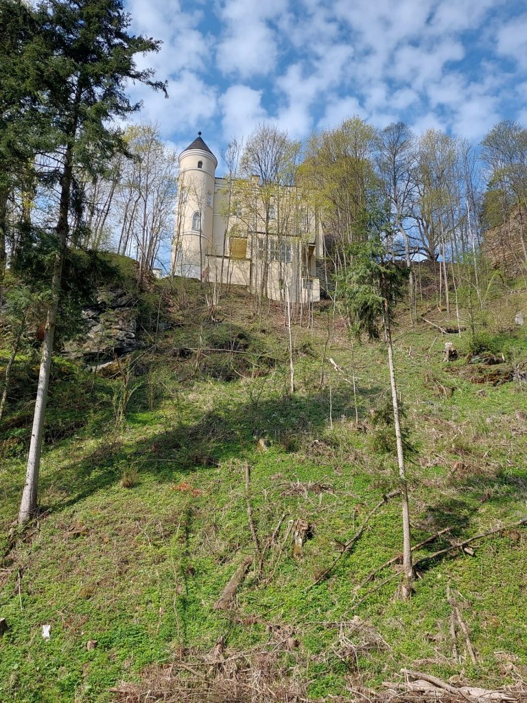View back up to the castle