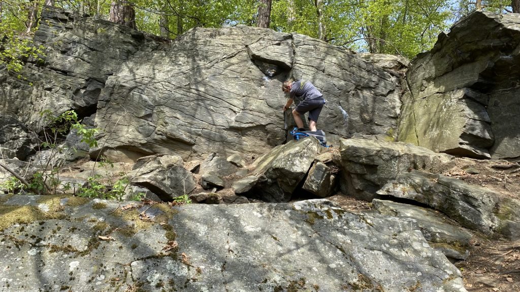 Stefan tries a boulder