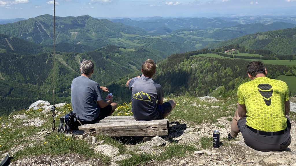 Bernhard, Stefan and Hans are enjoying the view from <i>Hochstaff</i>