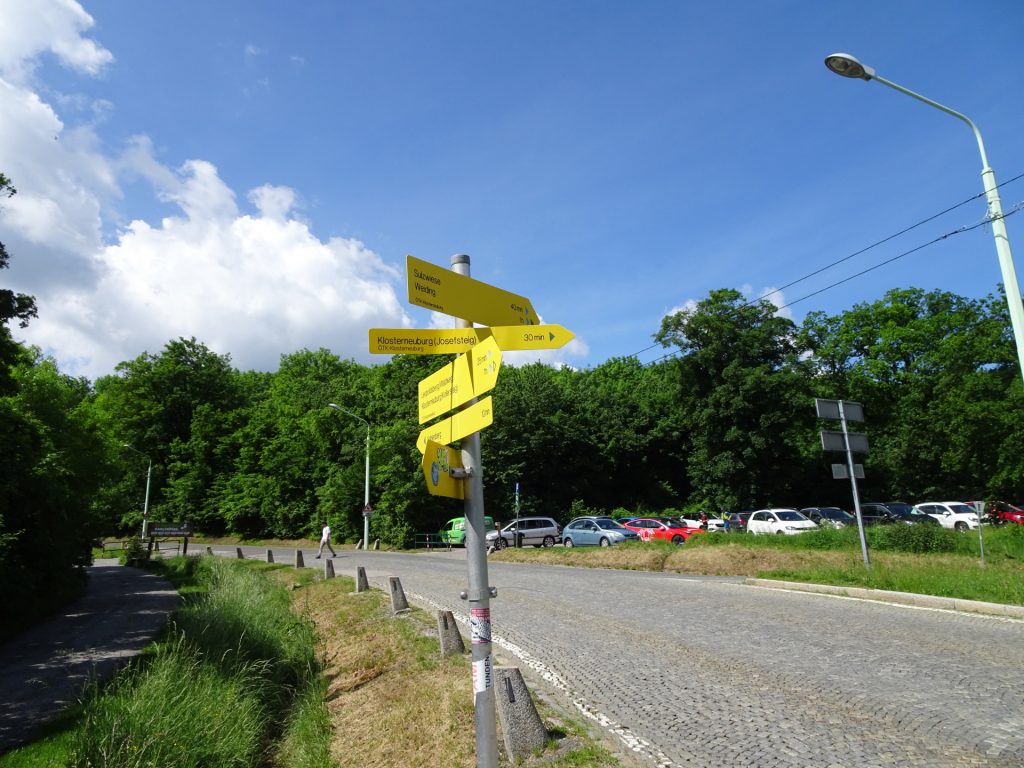 Cross the street and the parking