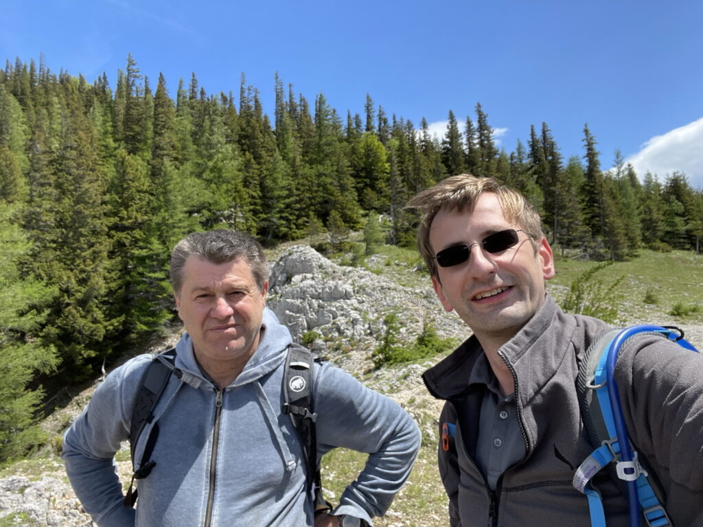 Robert and Stefan are enjoying the view from the scenic trail up to <i>Krummbachstein</i>