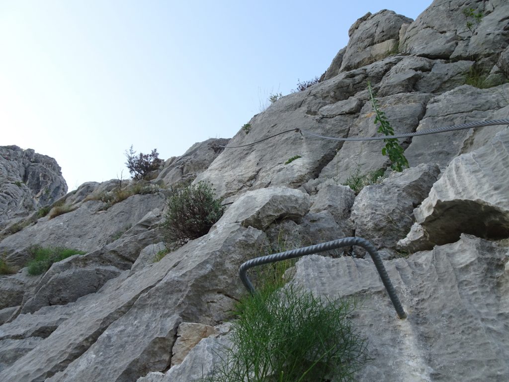 Climbing up the <i>Via Ferrata Fortica</i>