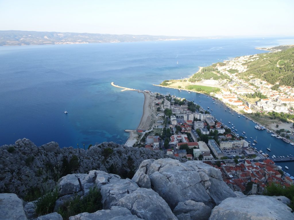 View towards <i>Omiš</i> and the seaside from the <i>Via Ferrata Fortica</i>