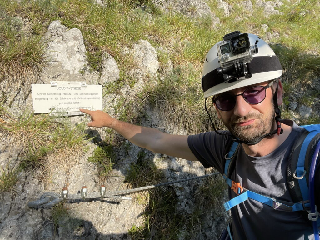 Stefan ready to climb <i>Coloir-Stiege</i>