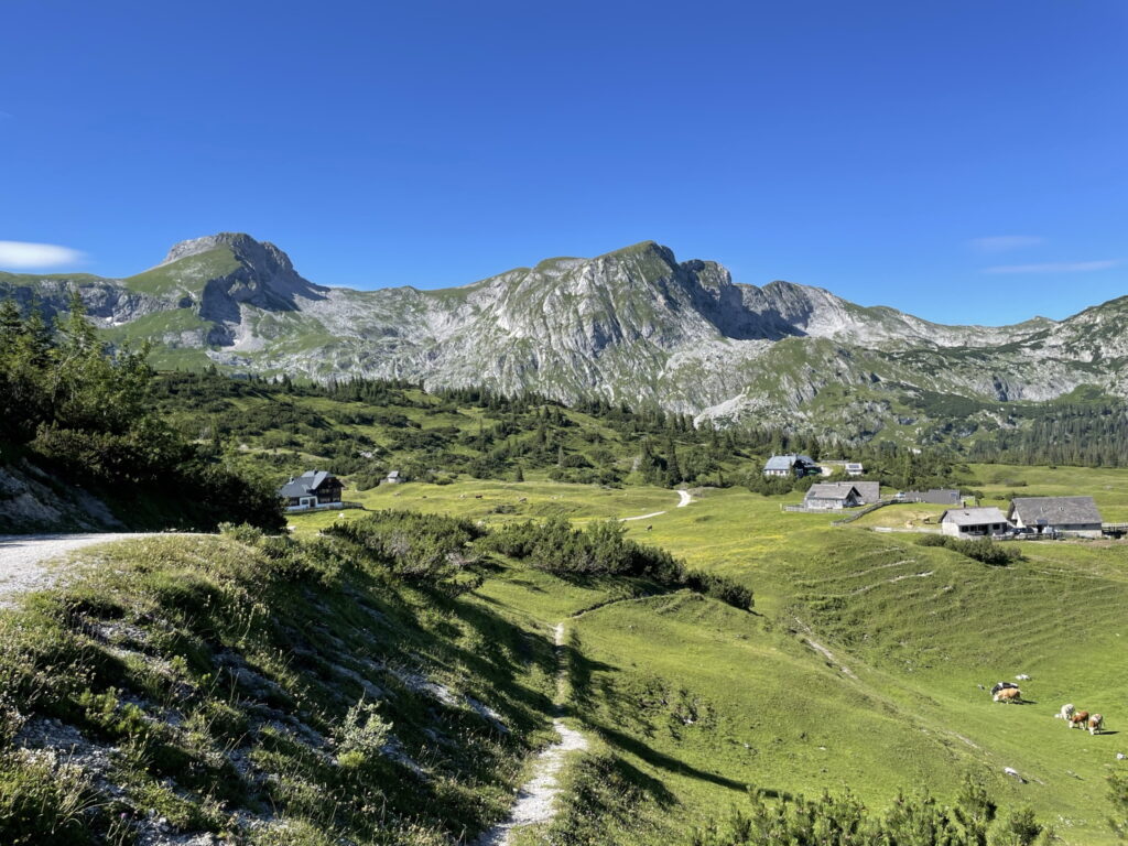 The impressive <i>Sonnschienalm</i> in front of <i>Ebenstein</i>