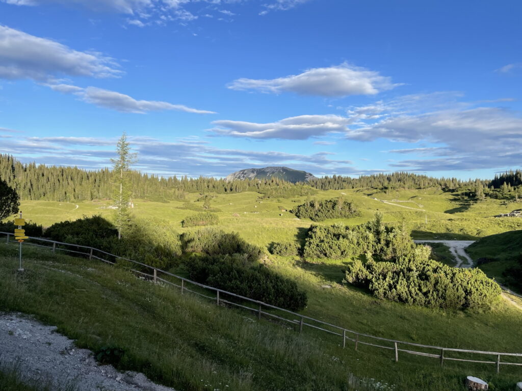 The "golden time" (sunset) at <i>Sonnschienalm</i>